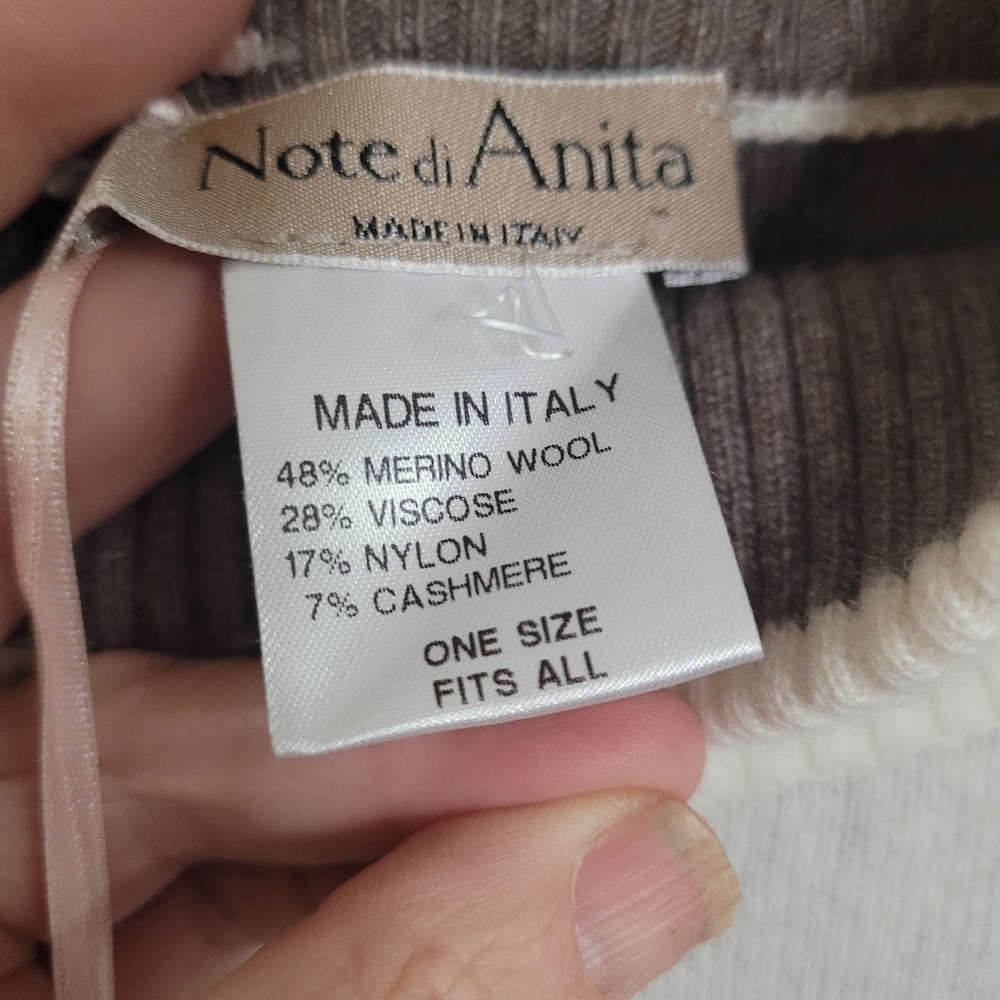 NWT Note Di Anita Merino Wool Cashmere Blend Floral Neutral Poncho One Size - Picture 4 of 7